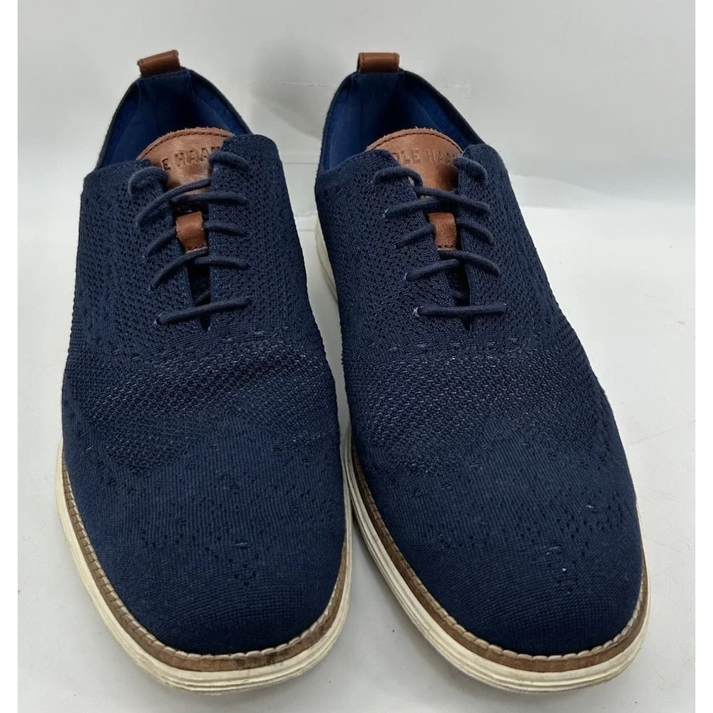 Cole Haan Original Grand Stitchlite Wingtip Oxfords Blue Knit Men's Size 12M